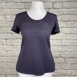 Armani Grey & Purple Striped Stretch Top